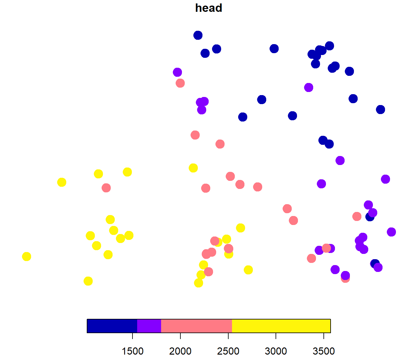 Distribución espacial de las observaciones del nivel del agua subterránea en el acuífero Wolfcamp.