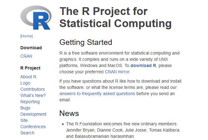 Web de [R-project](https://r-project.org) y [CRAN](https://cran.r-project.org).